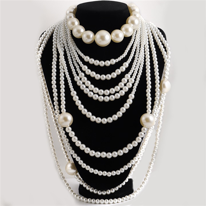 white occidental style fashion multilayer Pearl beads necklace long style personality sweater chain lady Necklace Necklaces Fashion Jewelry Jewelry Wholesale wholesale jewellery Cheap Wholesale Jewelr...